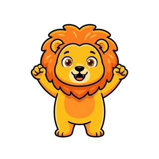 Cartoon lion cub sticker — mascot of the Jungle Toddler (2-3 years) group