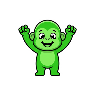 Cartoon monkey boy sticker — mascot of the 3-4 years group