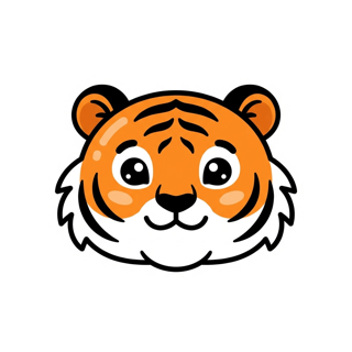 Cartoon tiger cub sticker — mascot of the 6+ years group